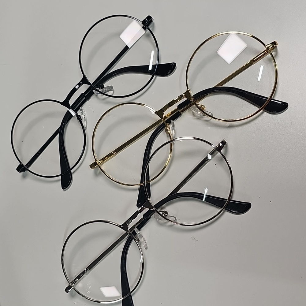 Round Frame Glasses, Lot Of 3, Gold Silver Black, New!